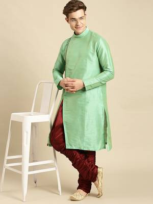 Solid Designer Art Silk Green Color Kurta 5