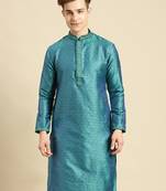 Woven Designer Jacquard Firozi Color Kurta