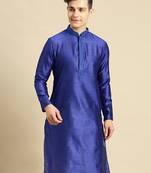 Woven Designer Jacquard Ink Blue Color Kurta