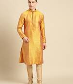 Woven Designer Jacquard Gold Color Kurta Set