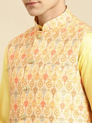 Printed Designer Jacquard Firozi Color Jacket Set 5