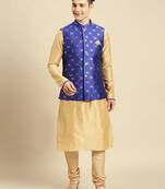 Printed Designer Jacquard Ink Blue Color Jacket Set