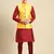 Printed Designer Jacquard Yellow & Maroon Color Jacket Set