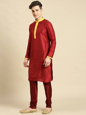 Printed Designer Jacquard Yellow & Maroon Color Jacket Set 2