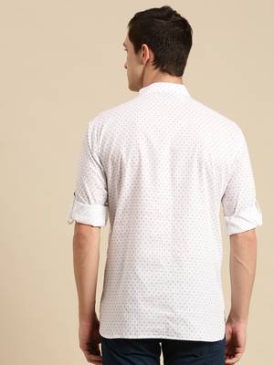 Sanwara Men Printed Cotton Rolled Up Sleeves Short Kurta PR_7 3