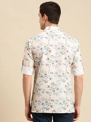 Sanwara Men Printed Cotton Rolled Up Sleeves Short Kurta PR_16 3