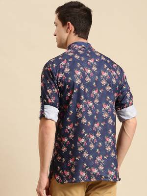 Sanwara Men Printed Cotton Rolled Up Sleeves Short Kurta PR_17 3