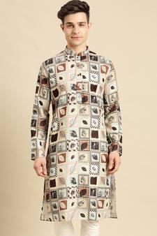 Sanwara Men Printed Cotton Straight Kurta PR_1