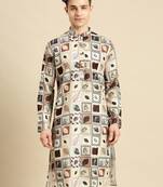 Sanwara Men Printed Cotton Straight Kurta PR_1