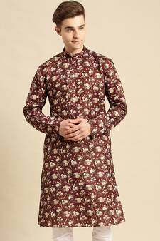 Sanwara Men Printed Cotton Straight Kurta PR_2