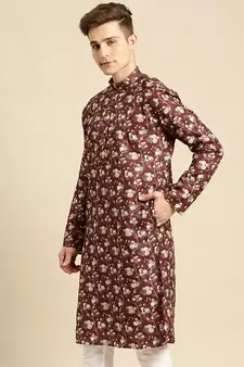 Sanwara Men Printed Cotton Straight Kurta PR_2