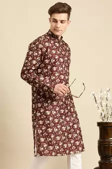 Sanwara Men Printed Cotton Straight Kurta PR_2