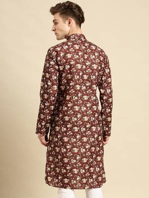 Sanwara Men Printed Cotton Straight Kurta PR_2 4