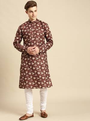 Sanwara Men Printed Cotton Straight Kurta PR_2 5