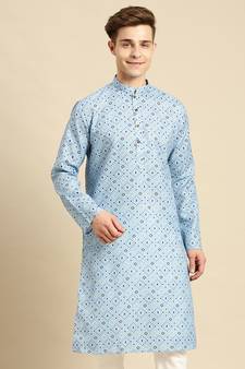 Sanwara Men Printed Cotton Straight Kurta PR_5