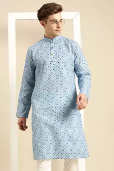 Sanwara Men Printed Cotton Straight Kurta PR_5