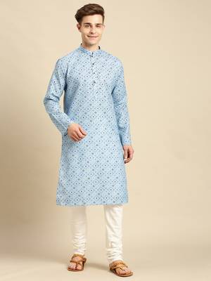 Sanwara Men Printed Cotton Straight Kurta PR_5 5