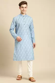 Sanwara Men Printed Cotton Straight Kurta PR_5