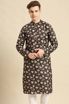 Sanwara Men Printed Cotton Straight Kurta PR_9