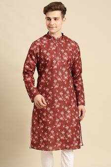 Sanwara Men Printed Cotton Straight Kurta PR_11