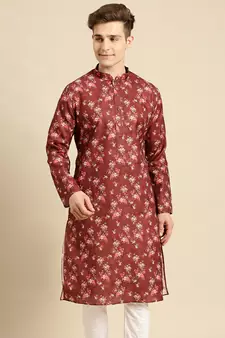 Sanwara Men Printed Cotton Straight Kurta PR_11