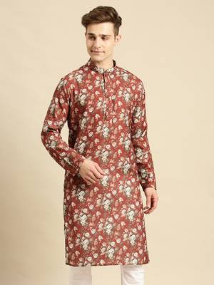 Sanwara Men Printed Cotton Straight Kurta PR_12 1