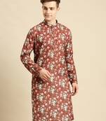 Sanwara Men Printed Cotton Straight Kurta PR_12