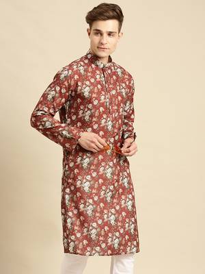 Sanwara Men Printed Cotton Straight Kurta PR_12 2