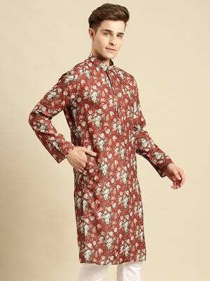 Sanwara Men Printed Cotton Straight Kurta PR_12 3