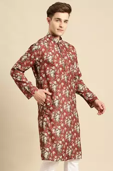 Sanwara Men Printed Cotton Straight Kurta PR_12