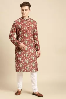 Sanwara Men Printed Cotton Straight Kurta PR_12
