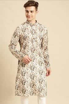 Sanwara Men Printed Cotton Straight Kurta PR_13