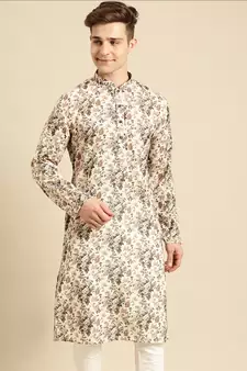 Sanwara Men Printed Cotton Straight Kurta PR_13