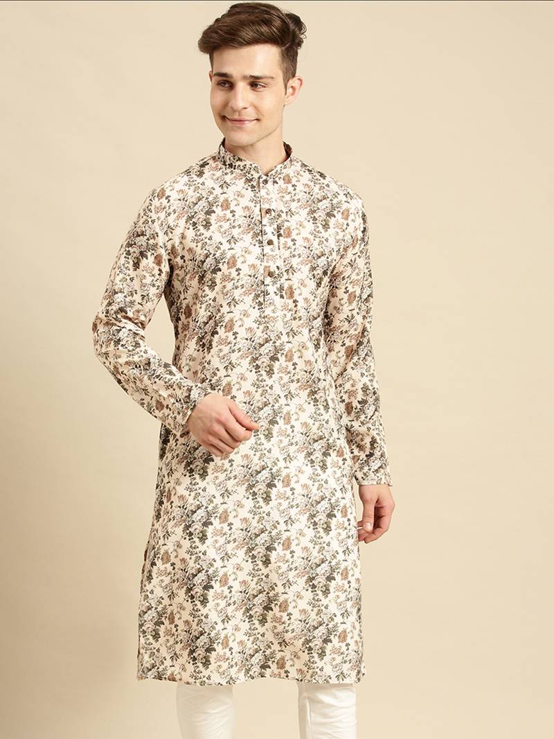 Sanwara Men Printed Cotton Straight Kurta PR_13