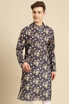 Sanwara Men Printed Cotton Straight Kurta PR_15