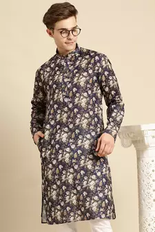 Sanwara Men Printed Cotton Straight Kurta PR_15