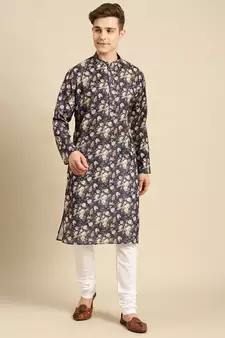 Sanwara Men Printed Cotton Straight Kurta PR_15