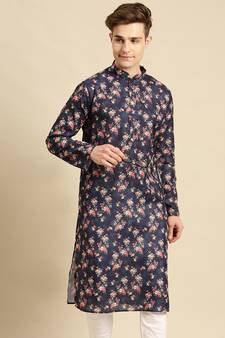 Sanwara Men Printed Cotton Straight Kurta PR_17