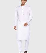 Cotton Floral Printed White Color Kurta With Churidar Set