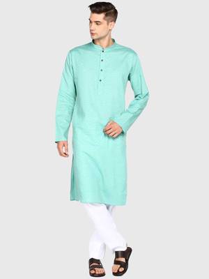 Cotton Floral Printed Kiwi Color Kurta With Churidar Set 1
