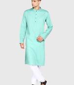 Cotton Floral Printed Kiwi Color Kurta With Churidar Set