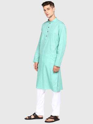 Cotton Floral Printed Kiwi Color Kurta With Churidar Set 2