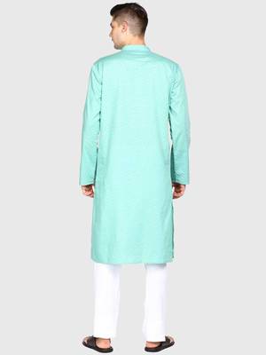 Cotton Floral Printed Kiwi Color Kurta With Churidar Set 4