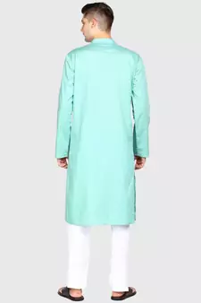 Cotton Floral Printed Kiwi Color Kurta With Churidar Set