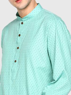 Cotton Floral Printed Kiwi Color Kurta With Churidar Set 5
