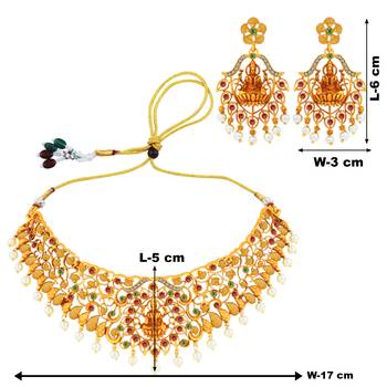 Silver Shine Gold Plated Traditional Latest Designe Choker Wedding Jewellery Set For Women Girls 4