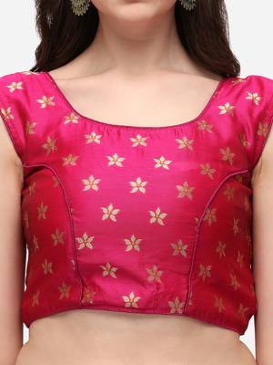 Cream & Pink Woven Design Semi-Stitched Lehenga & Stitched Blouse with Dupatta 4