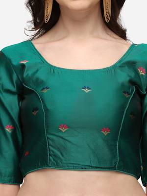 Pink & Teal Woven Design Semi-Stitched Lehenga & Unstitched Blouse with Dupatta 4