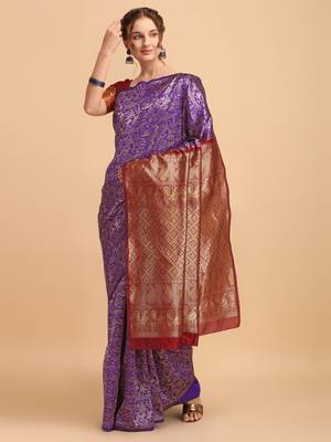Lavender banarasi silk Woven Design Banarasi Saree 2