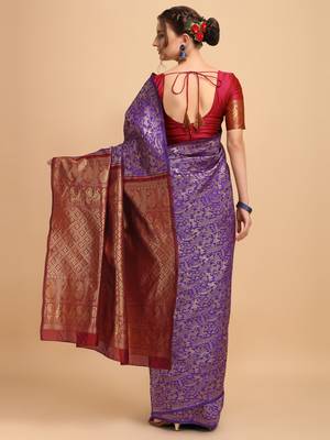Lavender banarasi silk Woven Design Banarasi Saree 3